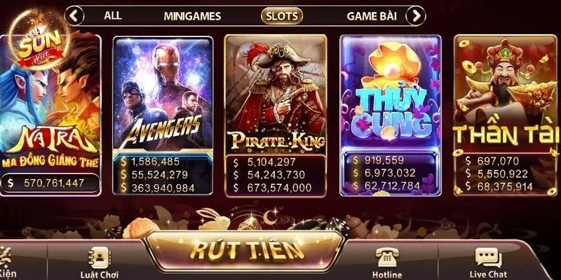 Sảnh slotgame Sunwin tập hợp vô số trò chơi lôi cuốn nhất